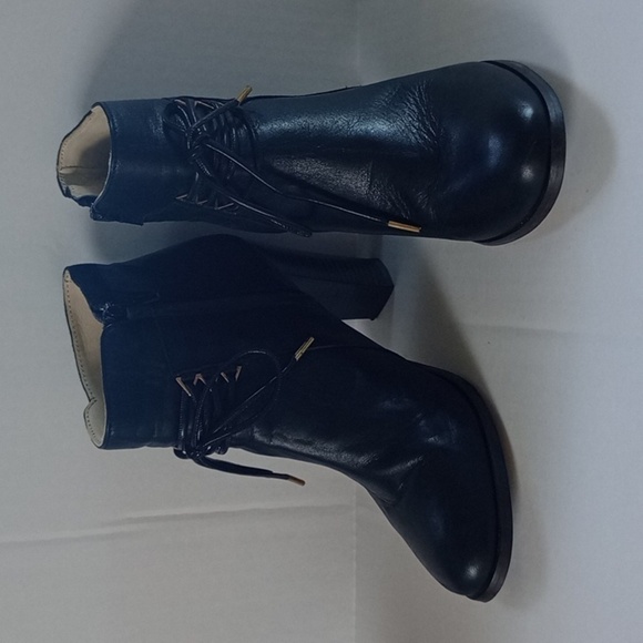 Size 39 8.5 U.S. M.Moustache (ODAJE) Black Leather Zip Up Booties Suede … - Picture 11 of 15